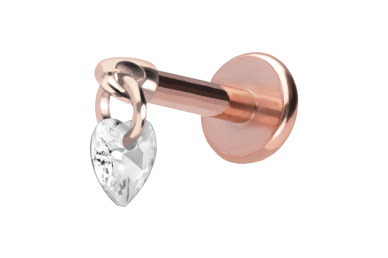 Titan Labret Piercing mit Push Fit KRISTALLHERZ